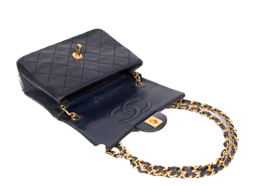 Chanel Mini Square Single Flap dunkelblau