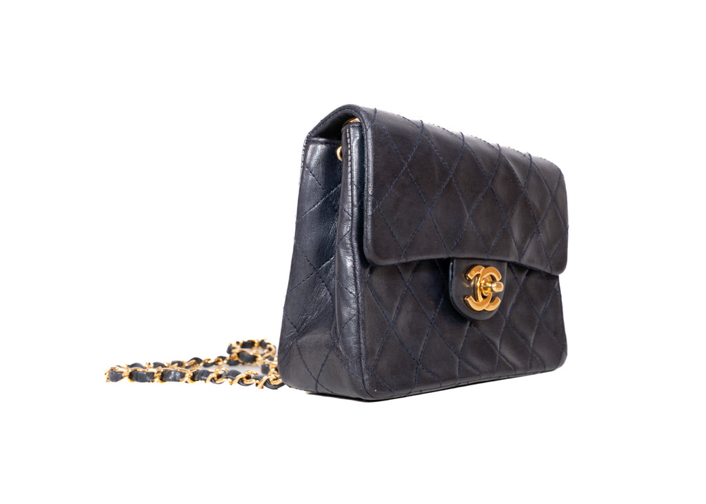 Chanel Mini Square Single Flap dunkelblau
