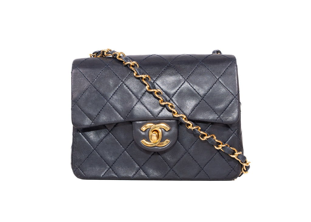 Chanel Mini Square Single Flap dunkelblau