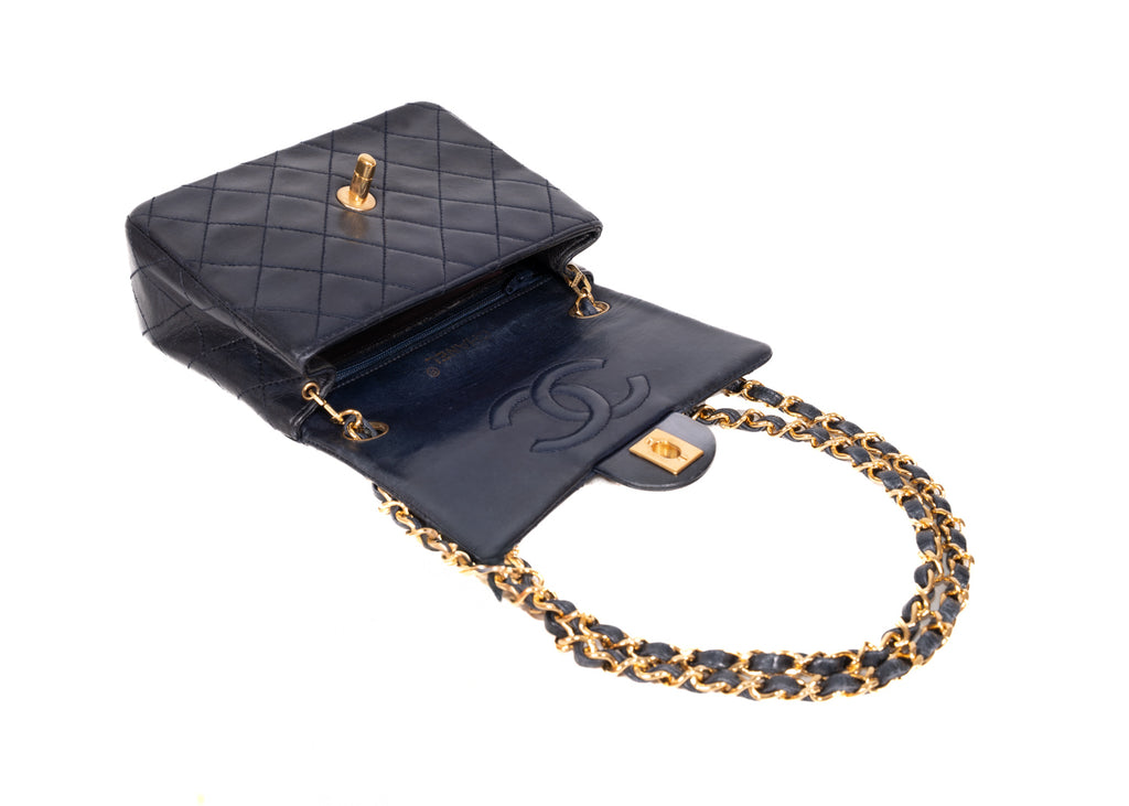 Chanel Mini Square Single Flap dunkelblau