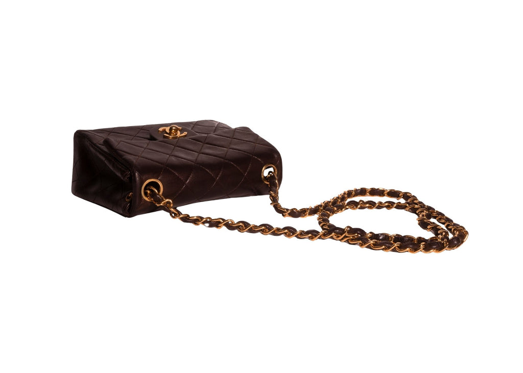Chanel Mini Square Single Flap chocolate brown