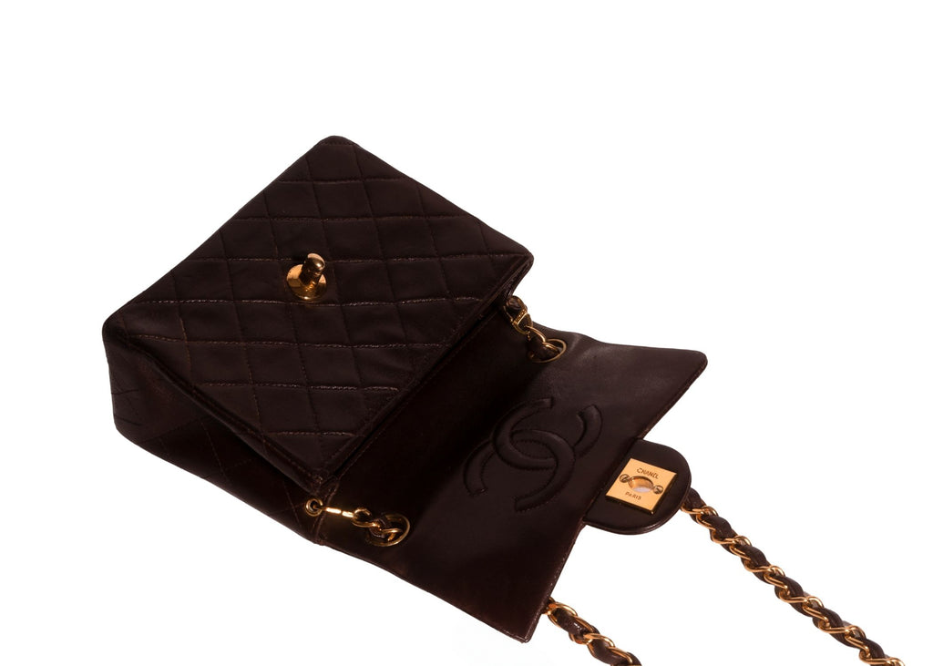 Chanel Mini Square Single Flap chocolate brown