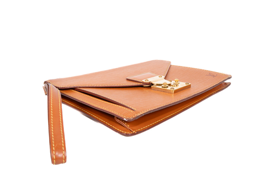 Dragonne Epi Clutch Cognac