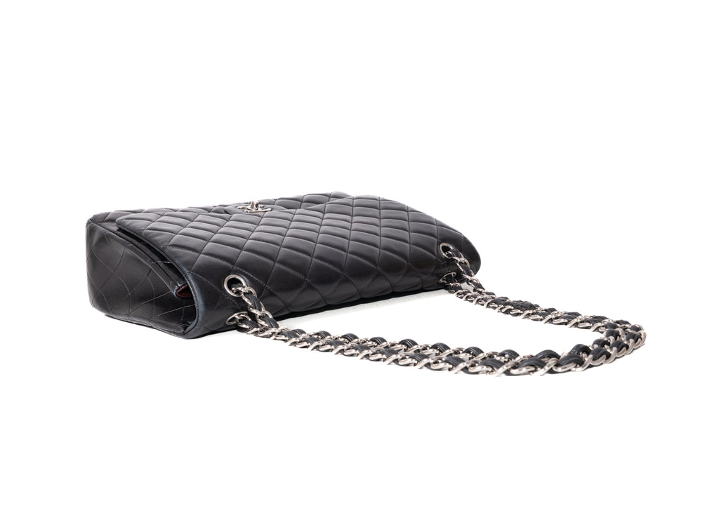 Chanel Maxi Single Flap Schwarz / Silber