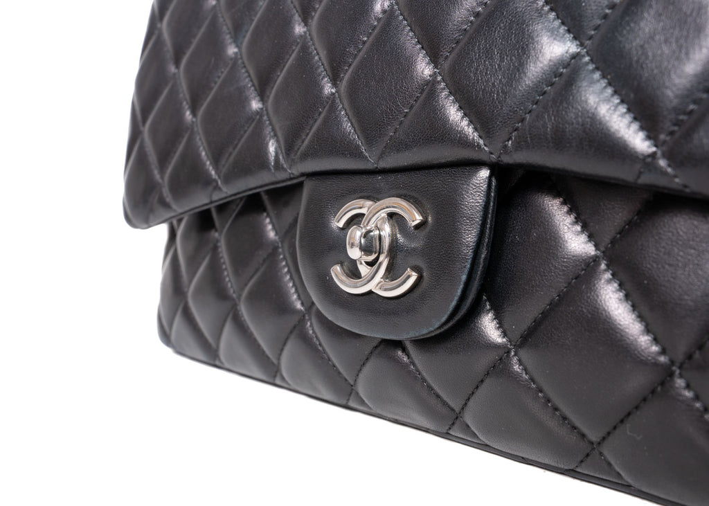 Chanel Maxi Single Flap Schwarz / Silber