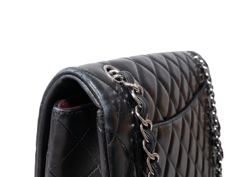 Chanel Maxi Single Flap Schwarz / Silber