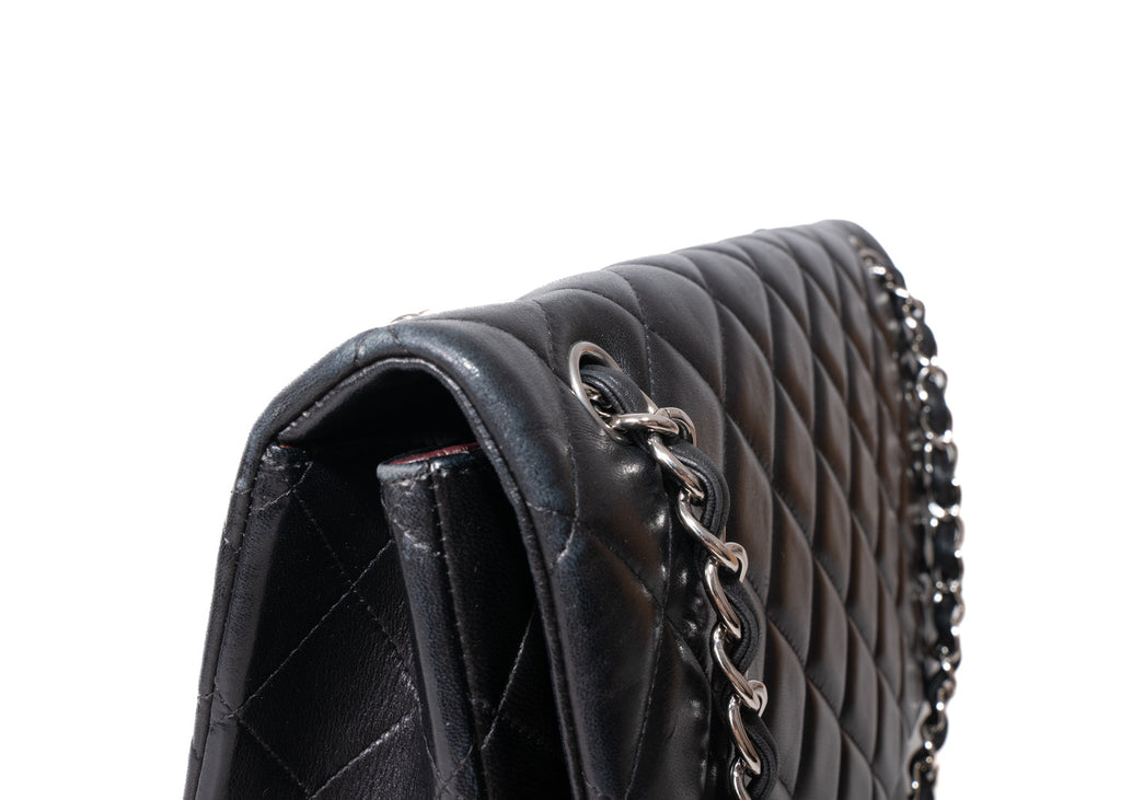 Chanel Maxi Single Flap Schwarz / Silber