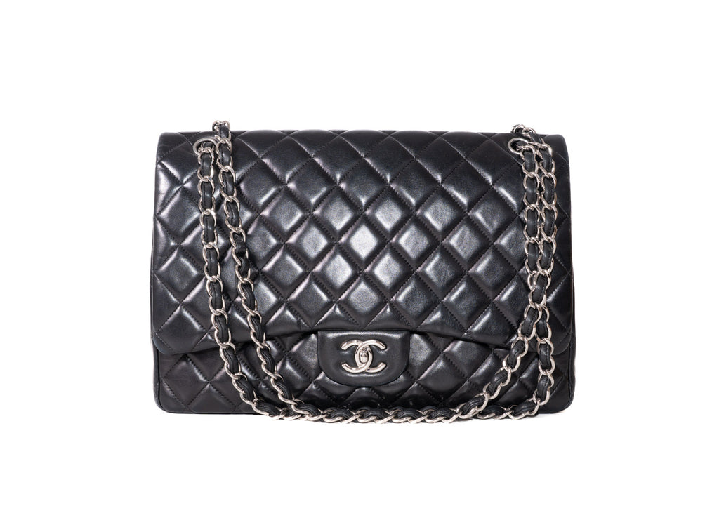 Chanel Maxi Single Flap Schwarz / Silber