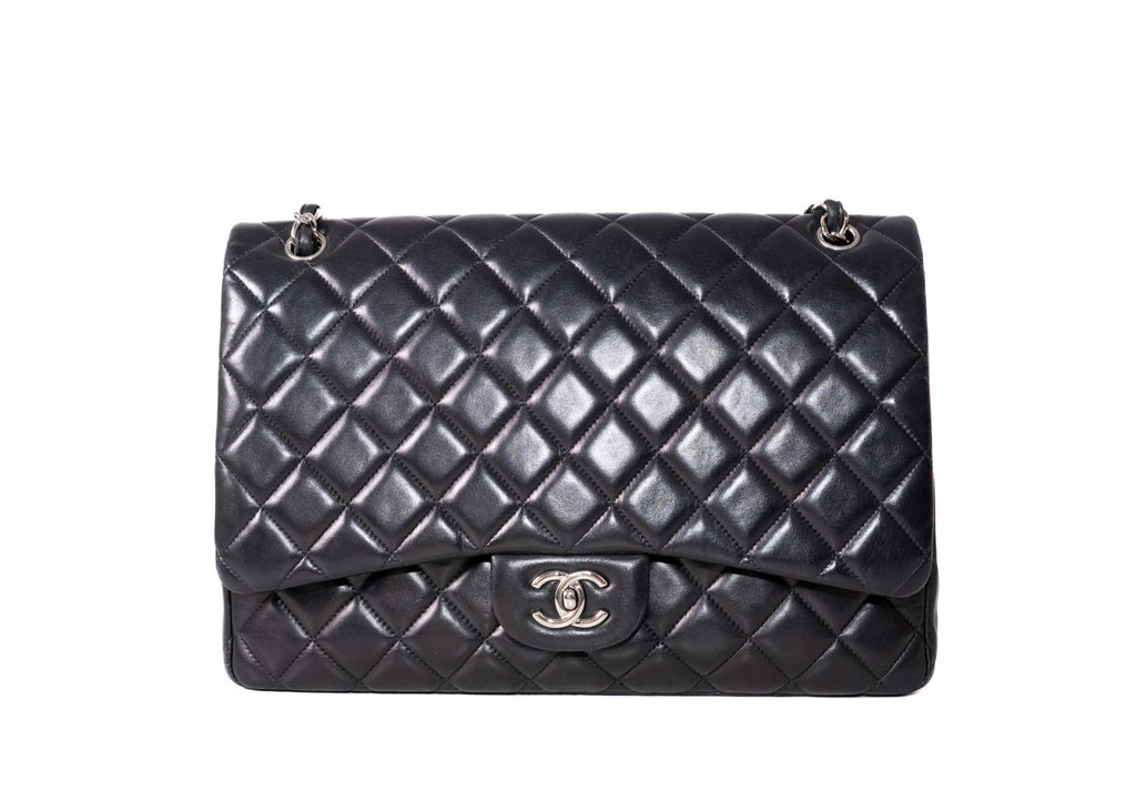Chanel Maxi Single Flap Schwarz / Silber