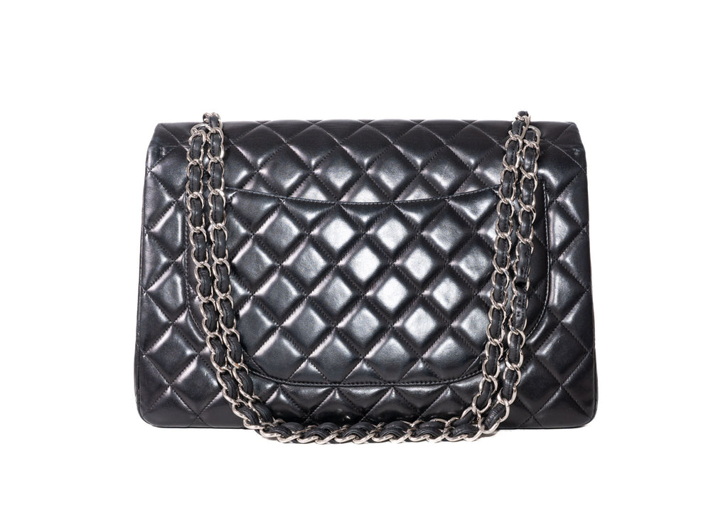 Chanel Maxi Single Flap Schwarz / Silber