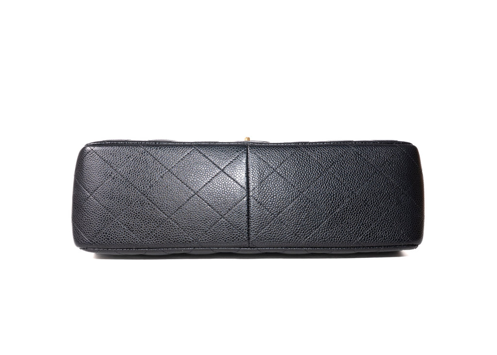 Double Flap Jumbo Caviar Schwarz / Gold