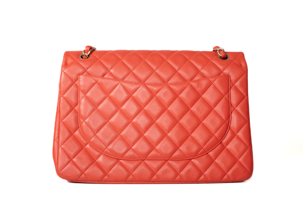 Chanel Maxi Single Flap Rot / Champagner