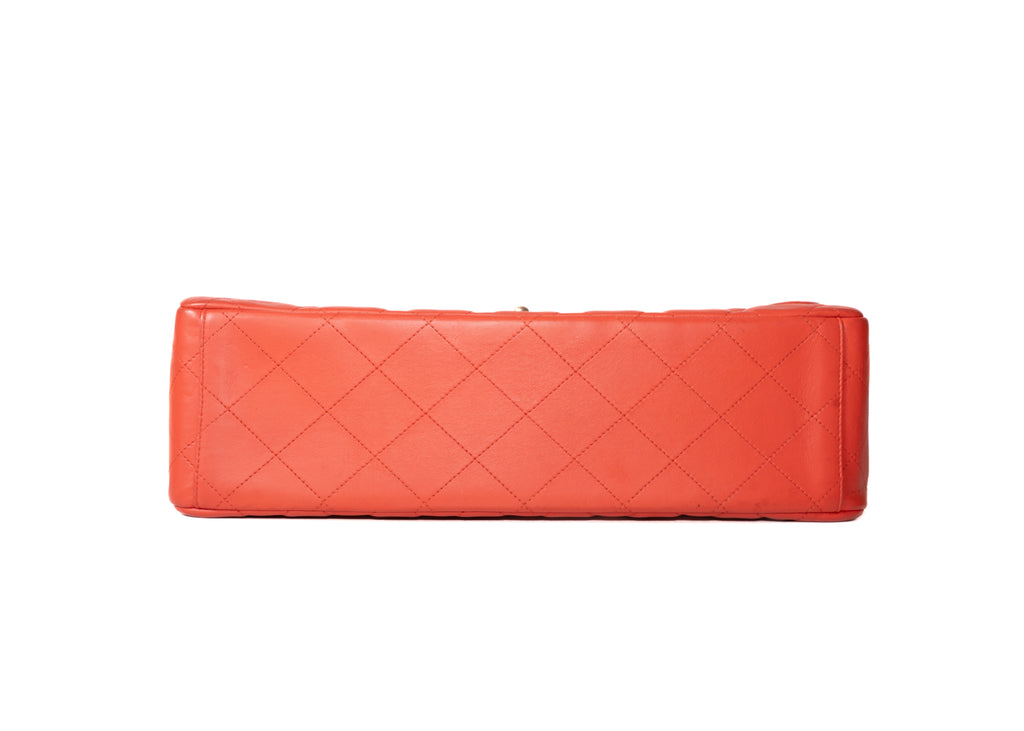 Chanel Maxi Single Flap Rot / Champagner