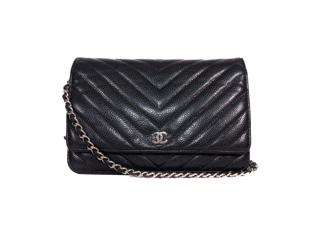 Chanel CC Chevron Caviar Wallet On Chain (WOC)