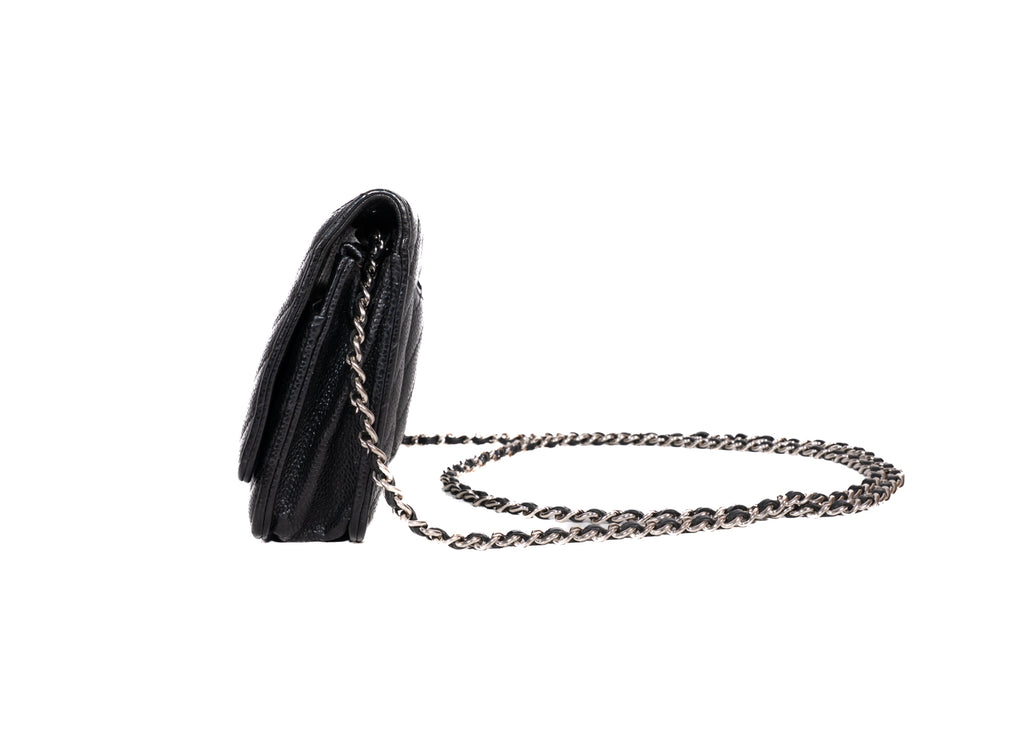 Chanel CC Chevron Caviar Wallet On Chain (WOC)