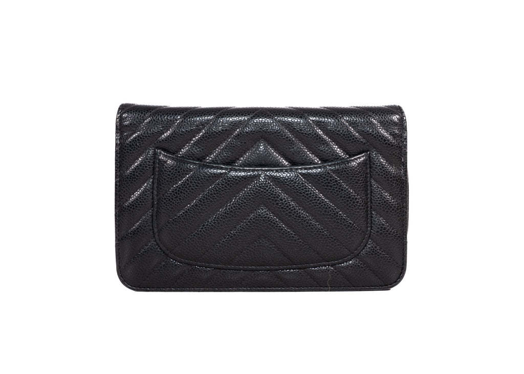 Chanel CC Chevron Caviar Wallet On Chain (WOC)