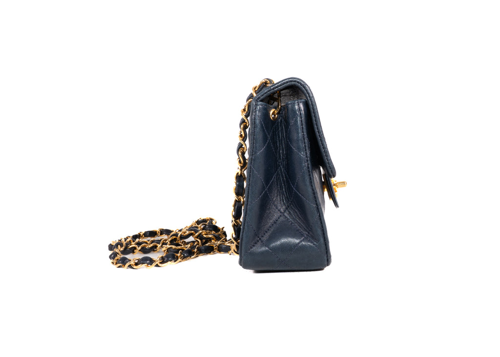 Chanel Mini Square Single Flap dunkelblau