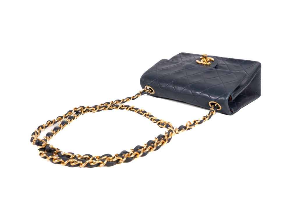 Chanel Mini Square Single Flap dunkelblau