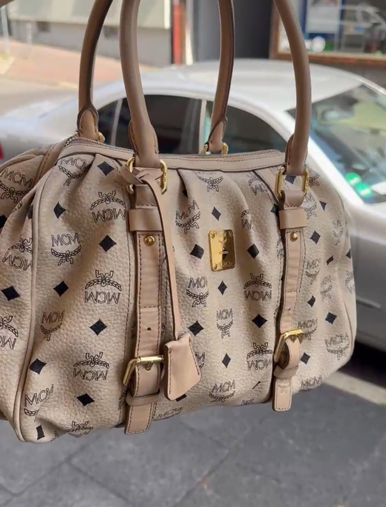 MCM Visetos beige Schultertasche