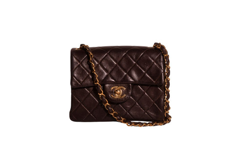 Chanel Mini Square Single Flap chocolate brown