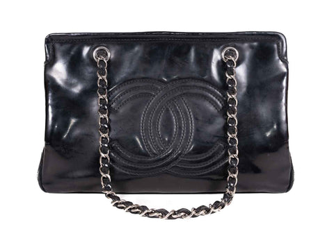 Chanel Tote Bag Lackleder Schwarz